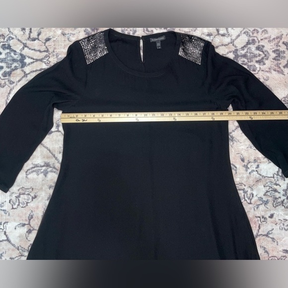 Eileen Fisher Embellished Bateau Neck Silk Crepe Dress Black Size Small - Picture 5 of 6